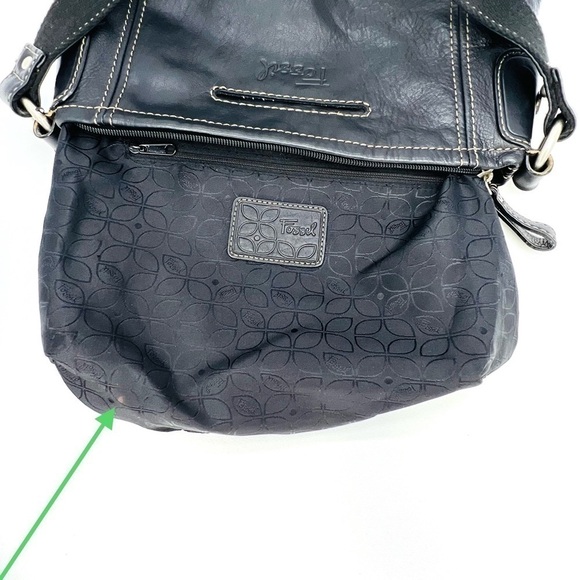 Fossil Handbag Black Leather Single Strap Shoulder Bag Top Zip - Picture 14 of 16